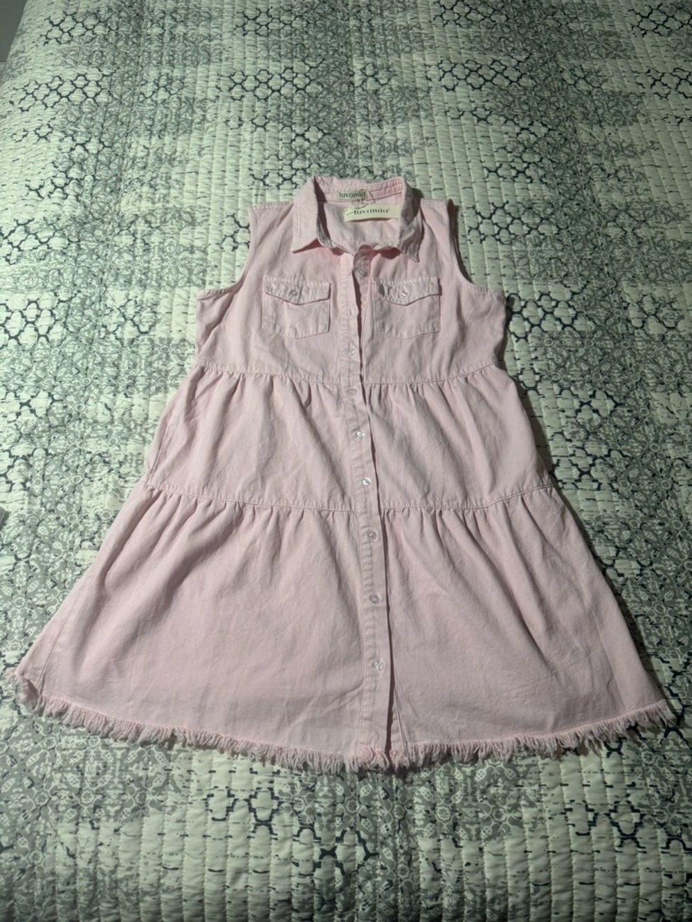 Luvamia Pink Denim Dress Ladies Large New with Tags